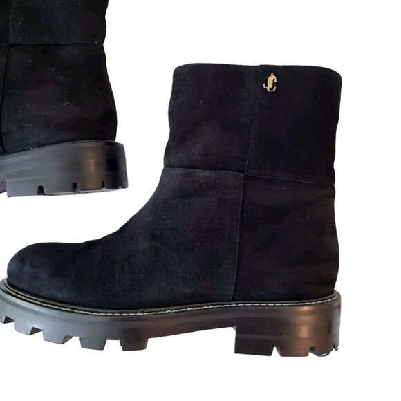 Jimmy Choo Haysel Flat Black Suede and Shearling Boot size 37 - Picture 6 of 15
